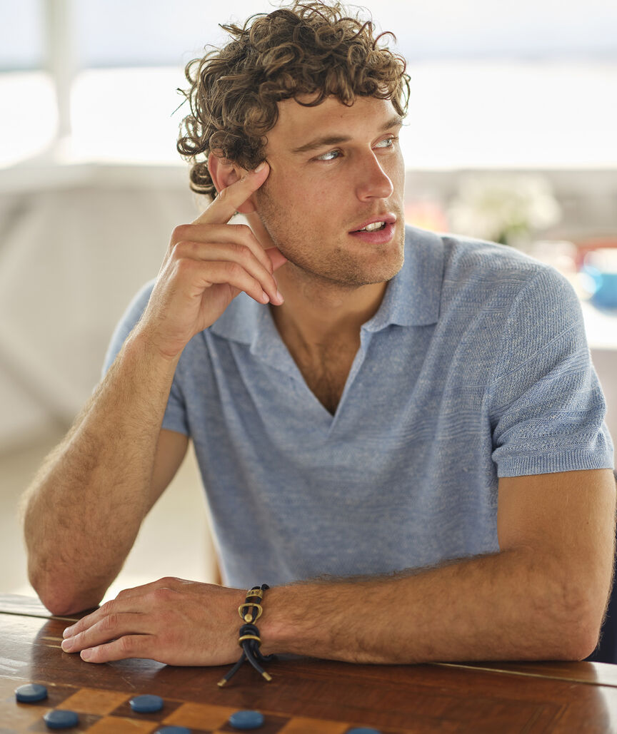 Linen Blend Sweater Polo