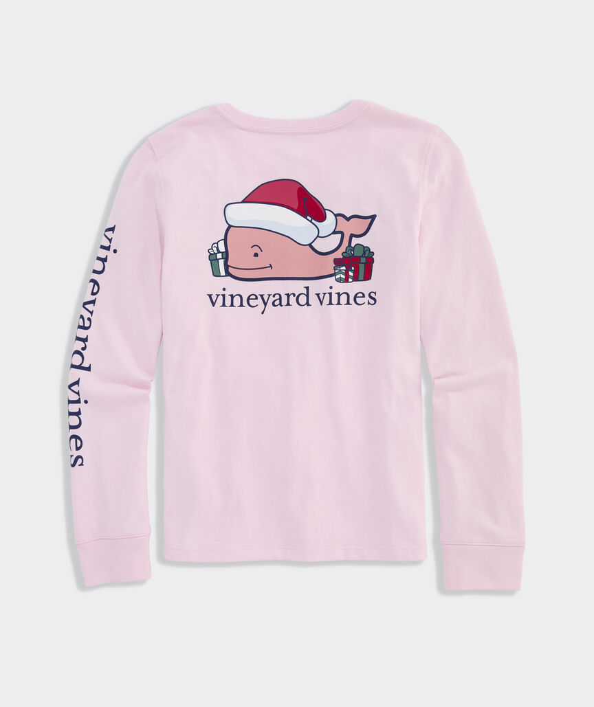 Girls' 2026 Santa Whale Long-Sleeve Pocket Tee