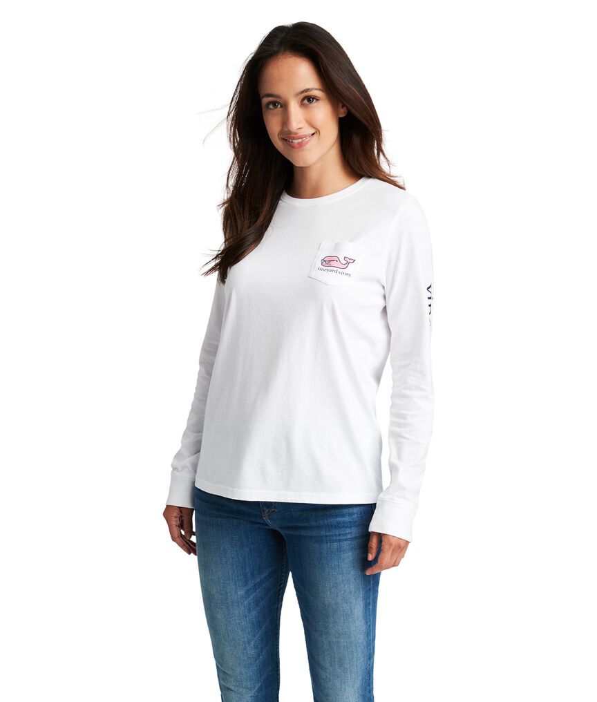 Long-Sleeve 4th Of July Whale Pocket Tee