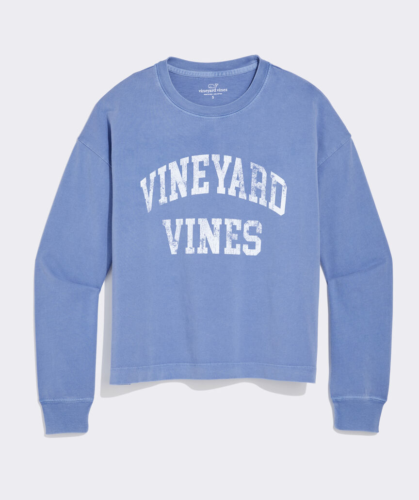 Women's Varsity Text Long-Sleeve Boxy Tee