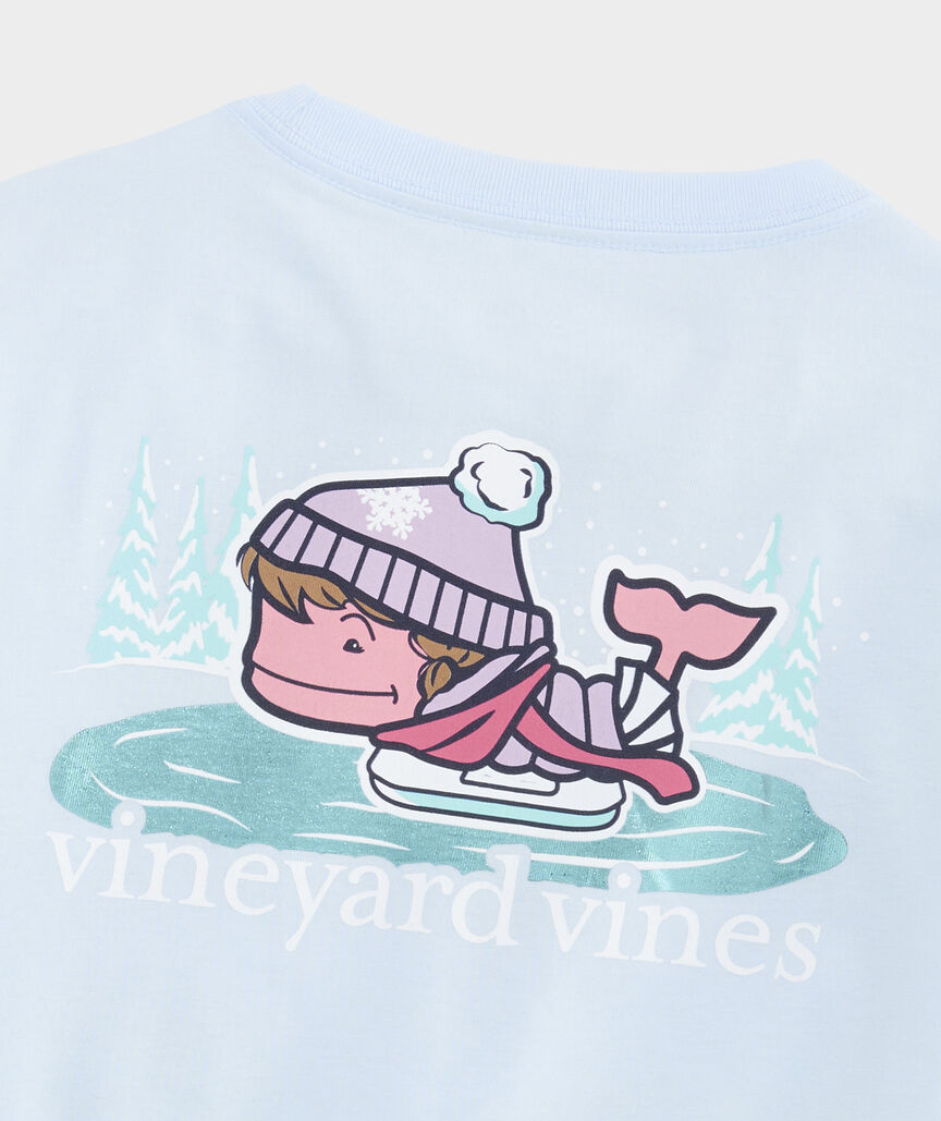 OUTLET Girls' Figure Skating Whale Long-Sleeve Pocket Tee