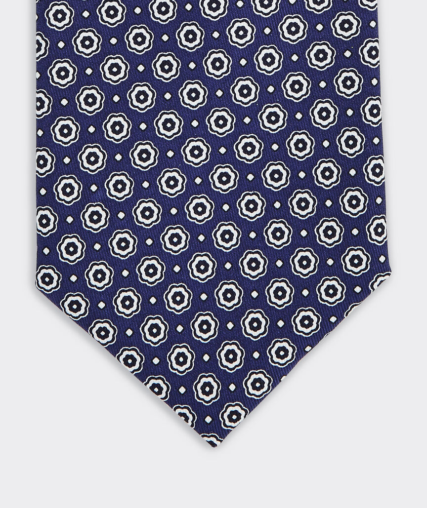Floral Geo Foulard Silk Tie