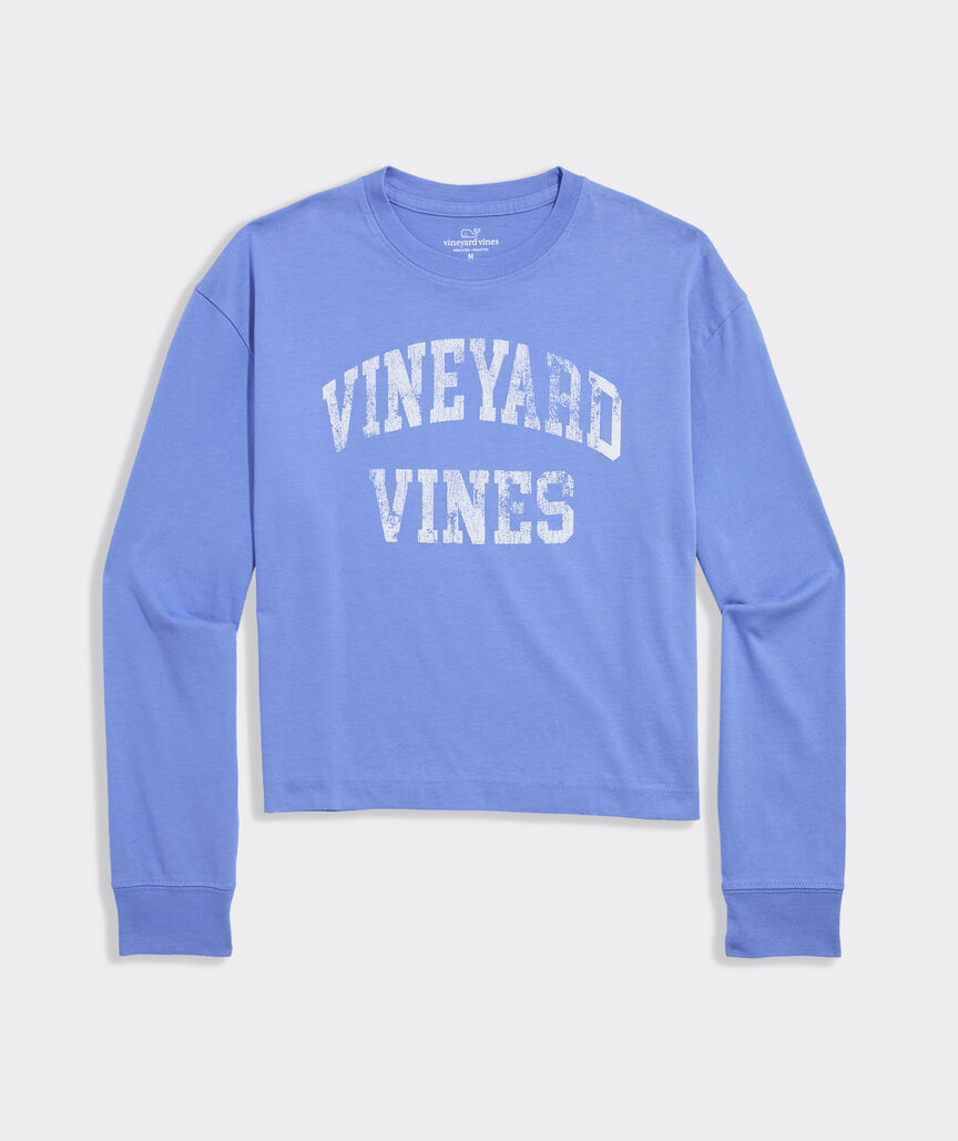 Girls' vineyard vines Varsity Text Long-Sleeve Boxy Tee