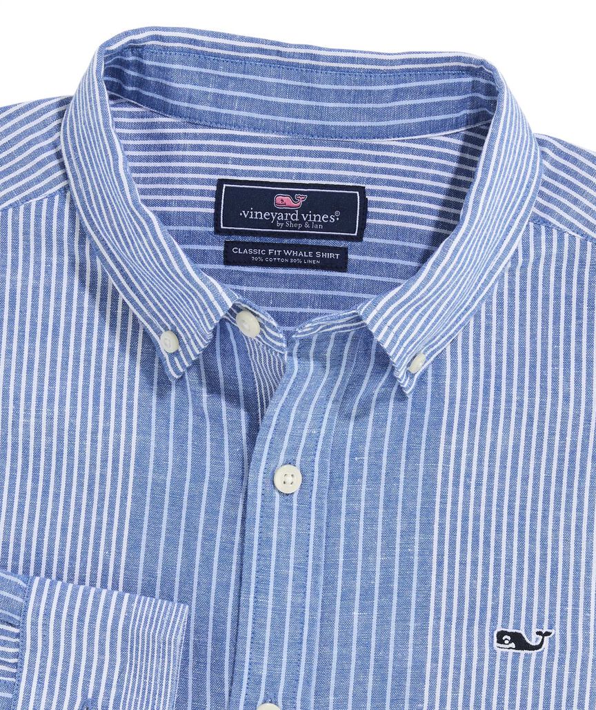 OUTLET Cotton Linen Stripe Cotton Shirt