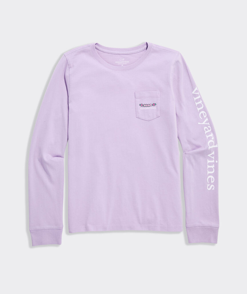 Girls' Pop Star Glitter Whale Long-Sleeve Pocket Tee