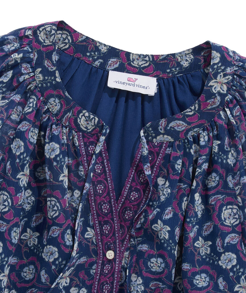 OUTLET Women's Frangipani Print Ruffle Blouse