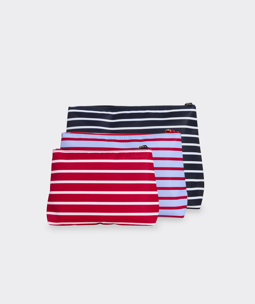 Striped Nylon Pouch Set