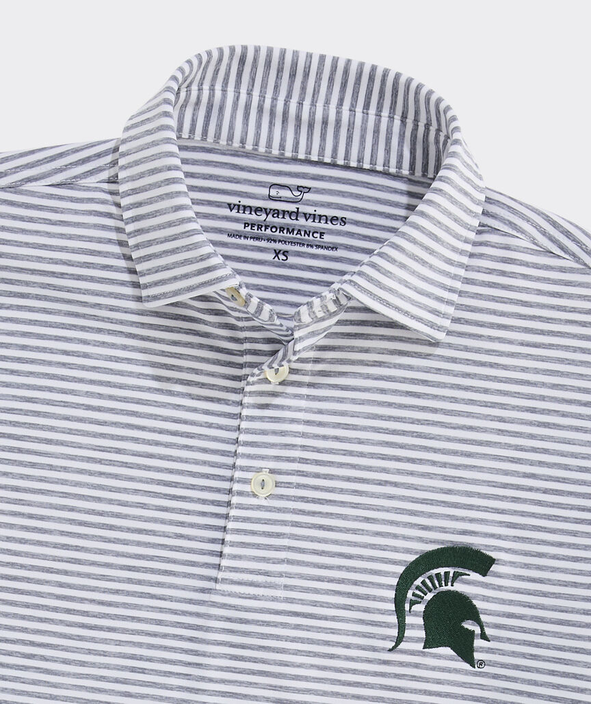 Michigan State University Performance Winstead Stripe Sankaty Polo