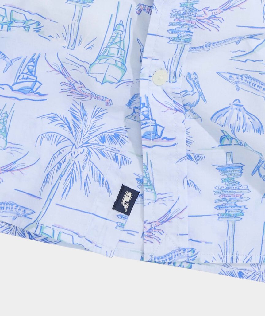 Key West Scenes Cotton Madras Short-Sleeve Shirt