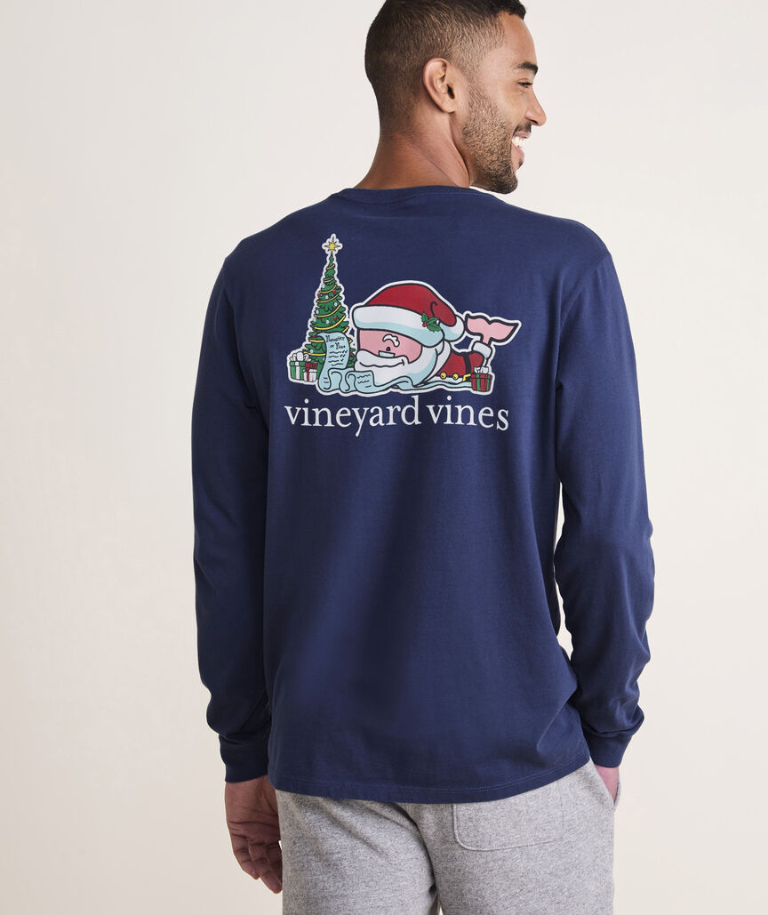 Santa's List Whale Long-Sleeve Pocket Tee
