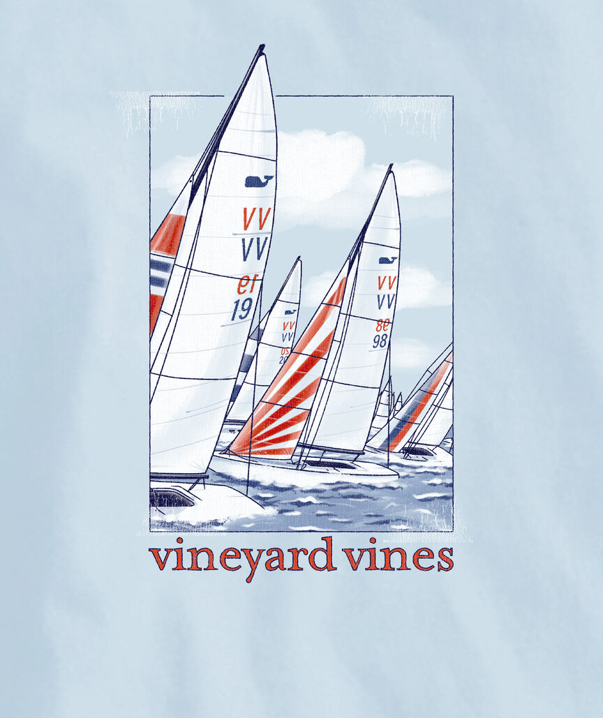 OUTLET Painted Sailboat Race Scene Long-Sleeve Tee