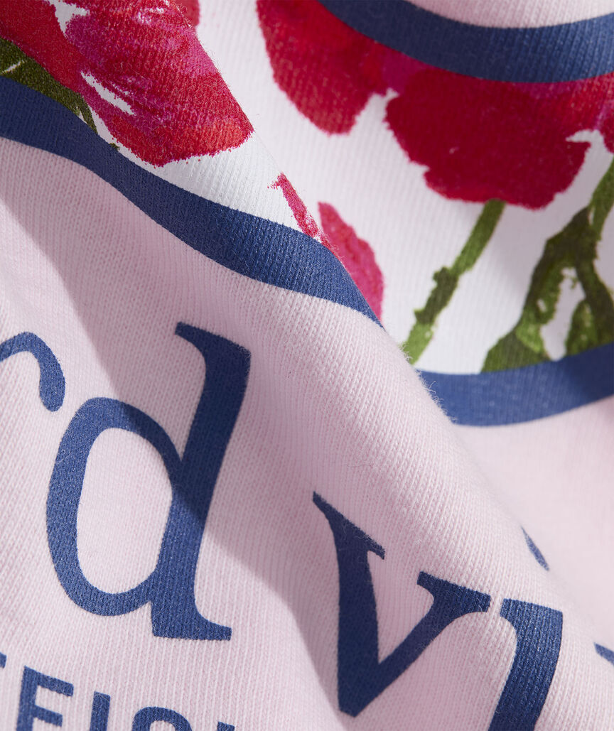 Kentucky Derby Women's Watercolor Rose Whale Short-Sleeve Pocket Tee