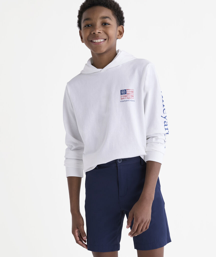 Boys' USA Baseball Flag Long-Sleeve Hoodie Tee