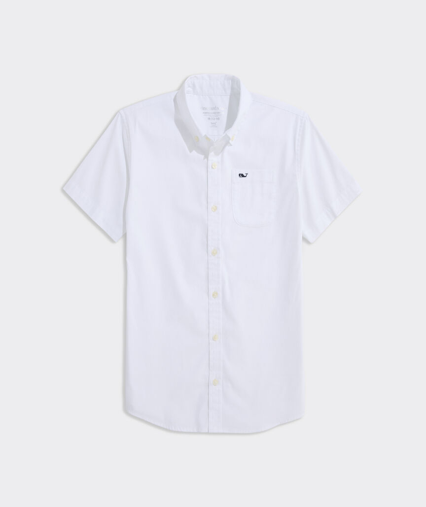 Boys' Performance Cotton Breakwater Solid Short-Sleeve Shirt