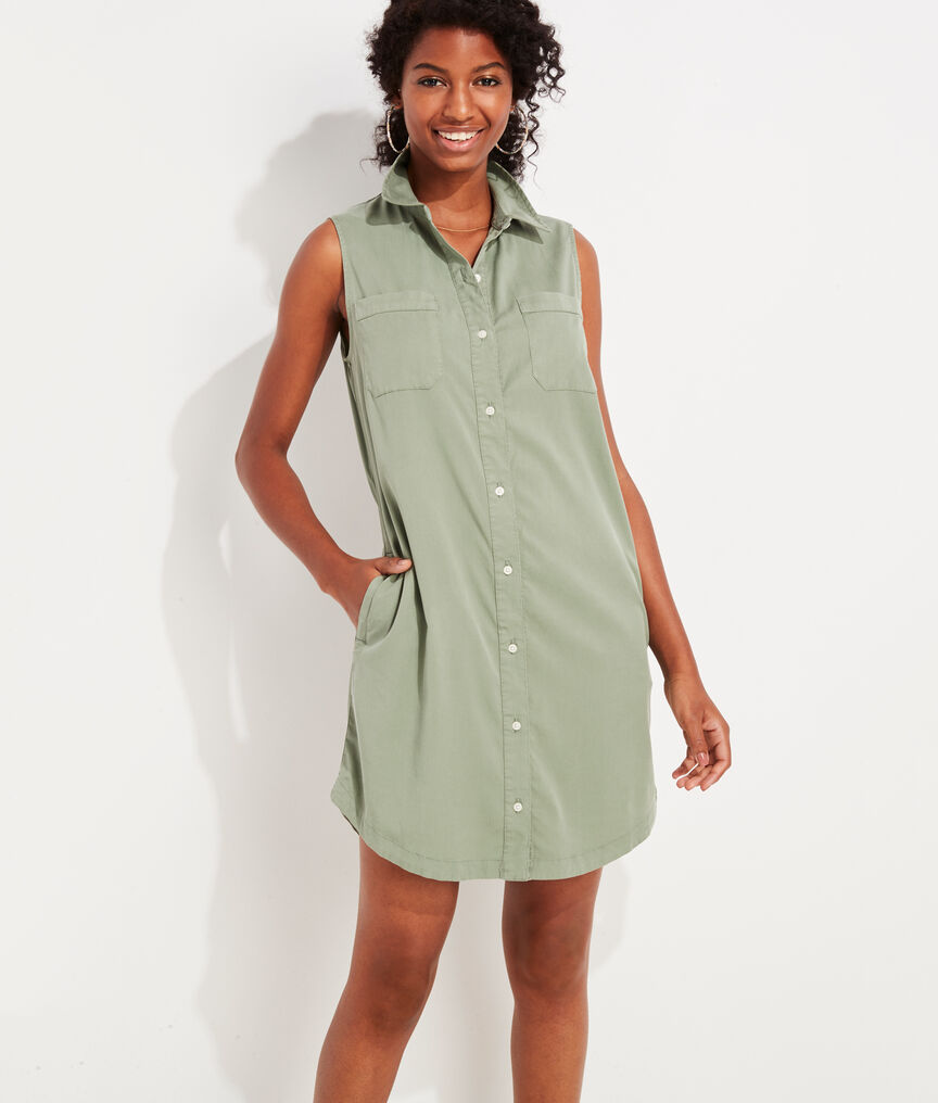 Garment-Dyed Sleeveless Margo Shirt Dress
