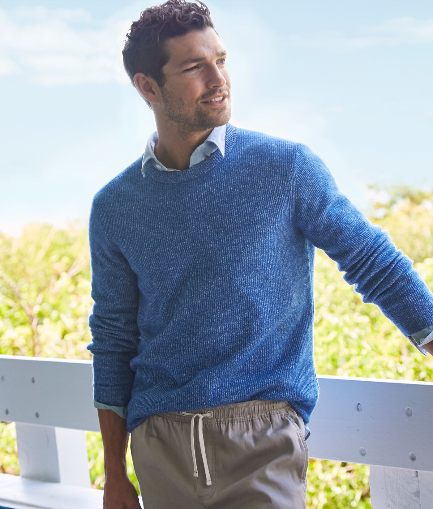 Bungalow Linen Cashmere Crew Sweater 