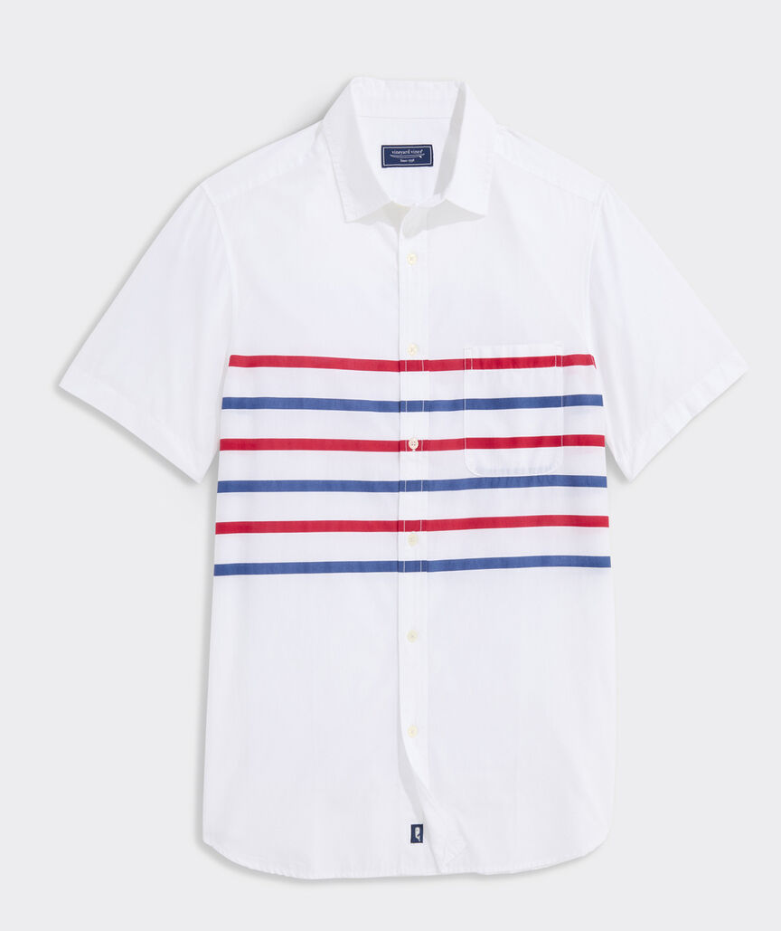 Ash Stripe Cotton Madras Short-Sleeve Shirt