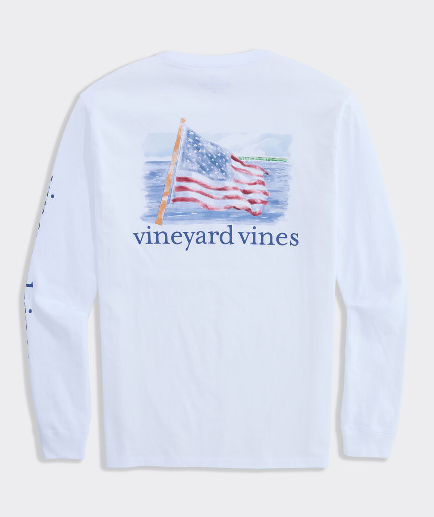 Painted Shining Sea Flag Long-Sleeve Pocket Tee