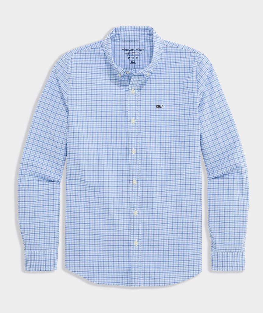 Boys' Catamaran Check Performance Cotton Shirt