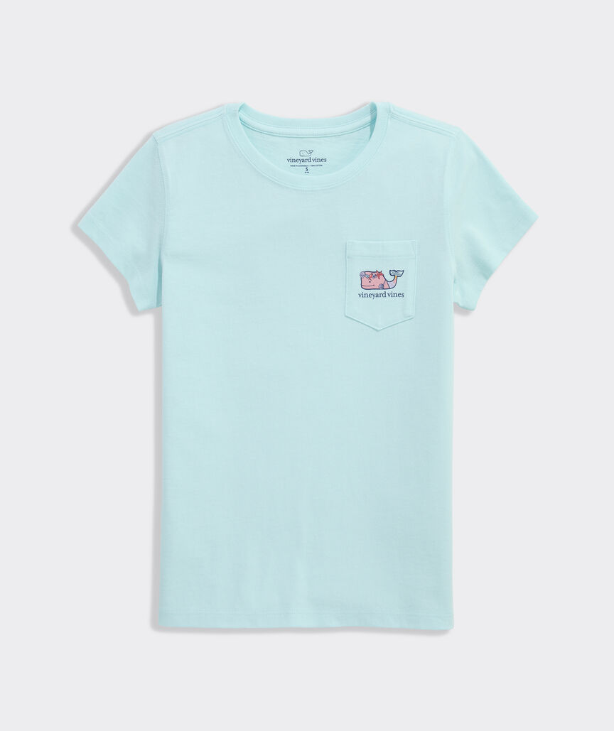 Girls' Mermaid Whale Short-Sleeve Pocket Tee