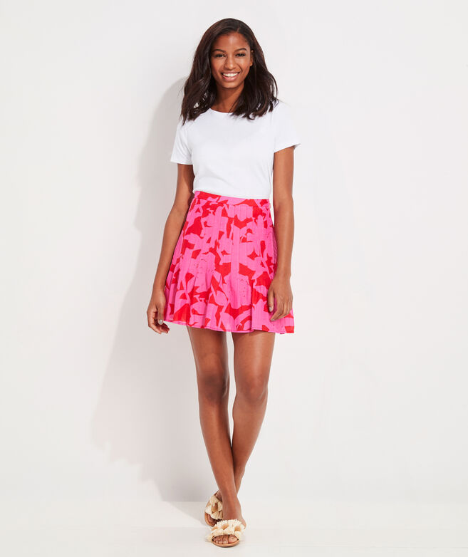 Tropical Floral Pintuck Skirt