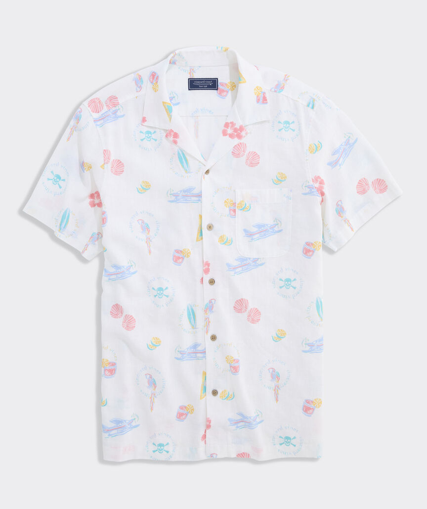 Sea The Keys Seabreeze Linen Rayon Short-Sleeve Cabana Shirt