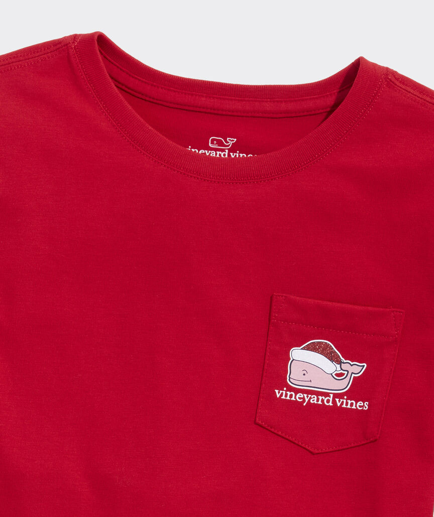 Shop Girls' Santa Hat Whale LongSleeve Pocket Tee at vineyard vines
