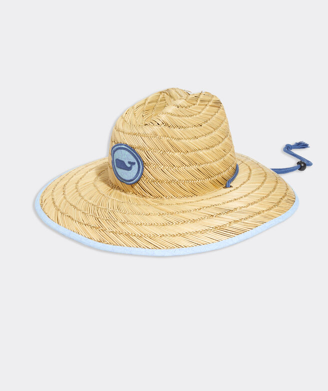 Palm Lines Whale Dot Straw Lifeguard Hat