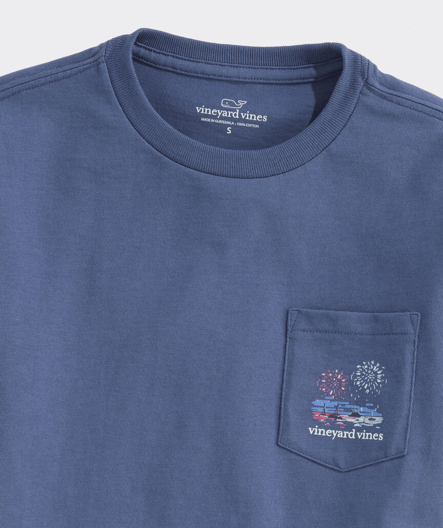 Boys' Glow-In-The-Dark Beach Fireworks Whale Short-Sleeve Pocket Tee