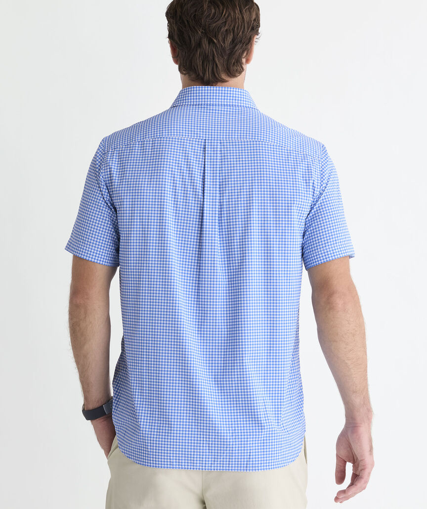 Performance Coral Reef Gingham Short-Sleeve Featherweight Shirt