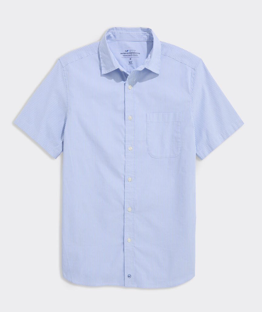 Tiburon Stripe Performance Cotton Short-Sleeve Shirt