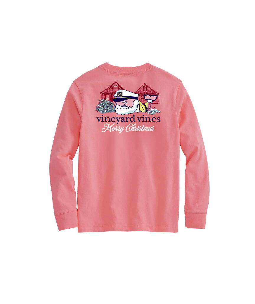 OUTLET Boys' New England Santa Long-Sleeve Pocket Tee