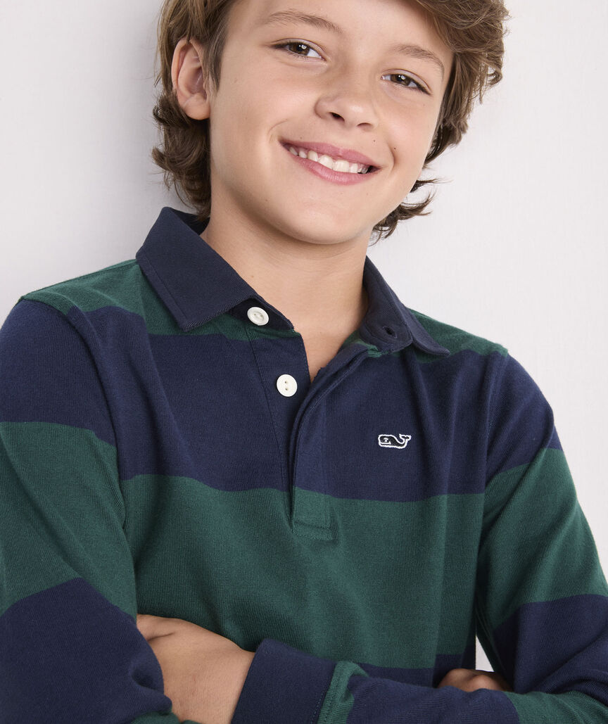 Boys' Striped Cotton Rugby Shirt