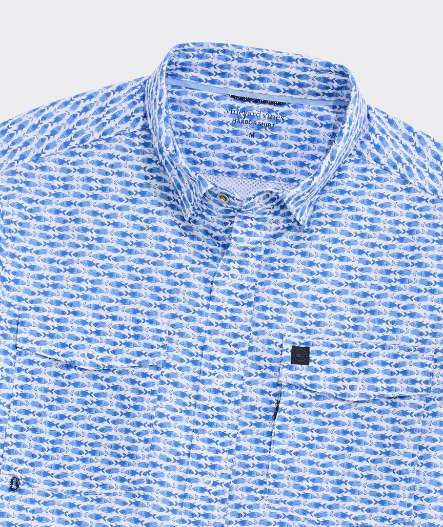 Performance Micro Fish Short-Sleeve Harbor Shirt