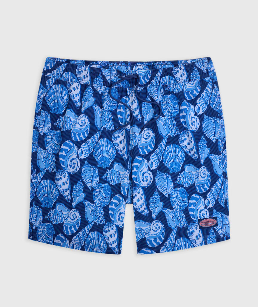 OUTLET 7 Inch Seashell Stripe Chappy Swim Trunks