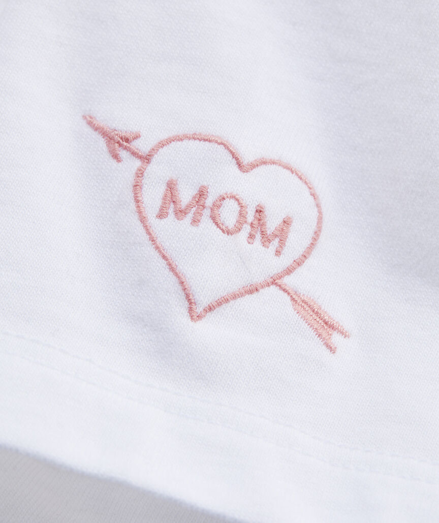 Mother's Day Embroidered Whale Tails Short-Sleeve Pocket Tee