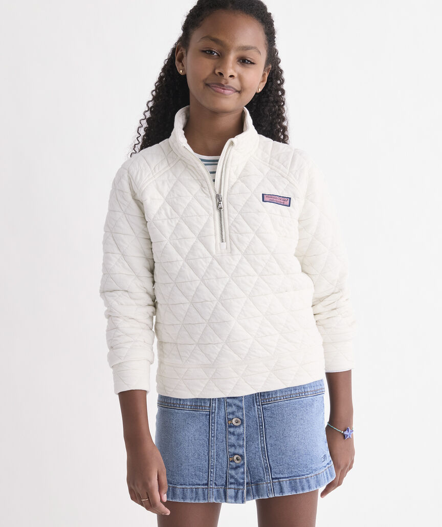 Girls' Cotton Quilted Half-Zip