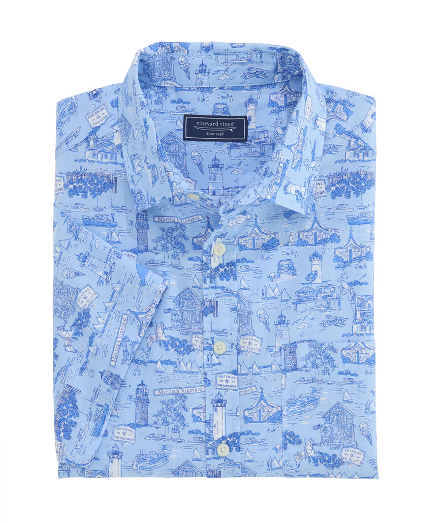 OUTLET Martha's Vineyard Scenic Cotton Short-Sleeve Shirt