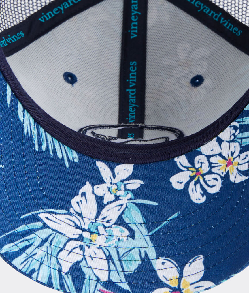 Tropical Flowers Whale Dot Performance Trucker Hat