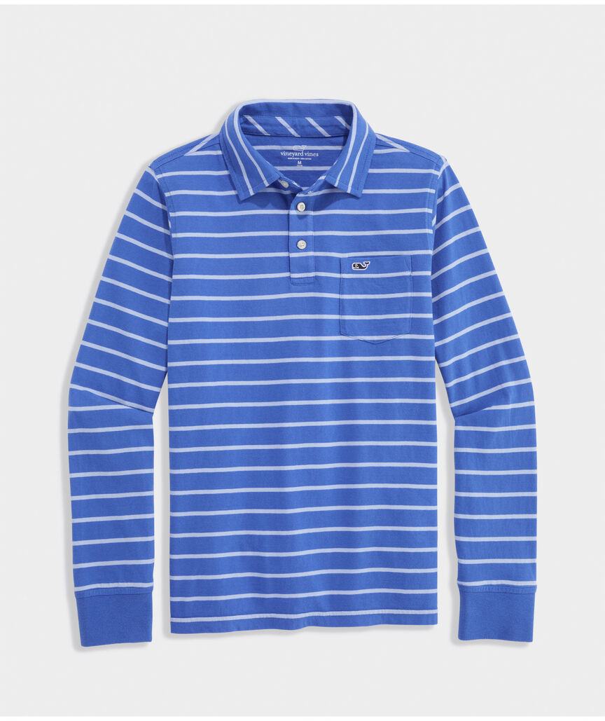 Boys' Striped Long-Sleeve Surf Polo