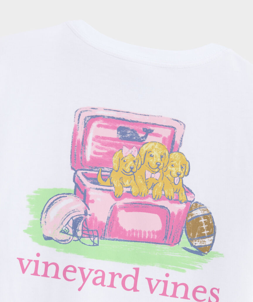 Girls' Football Field Pups Long-Sleeve Pocket Tee