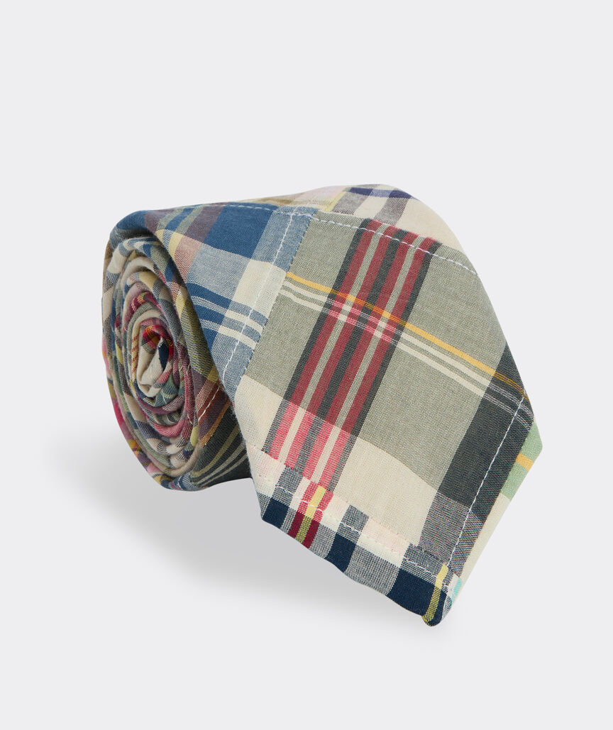 Madras Patchwork Woven Kennedy Tie