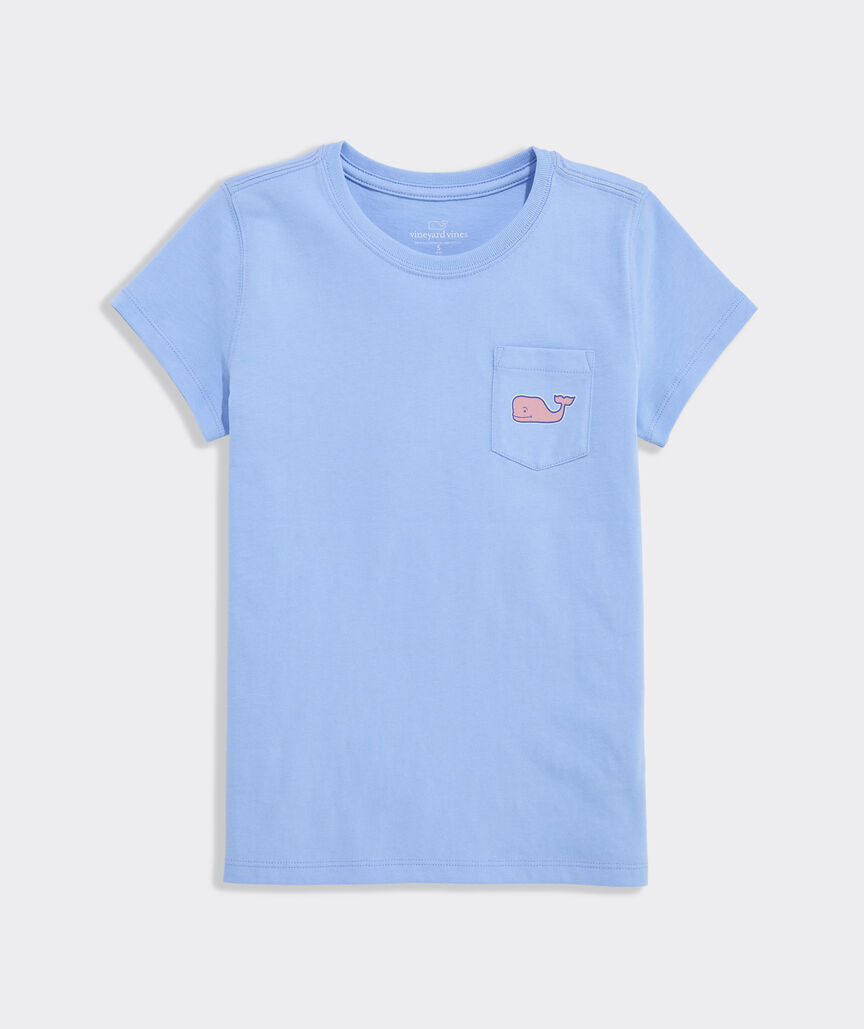 Girls' Sticker Whale Short-Sleeve Pocket Tee