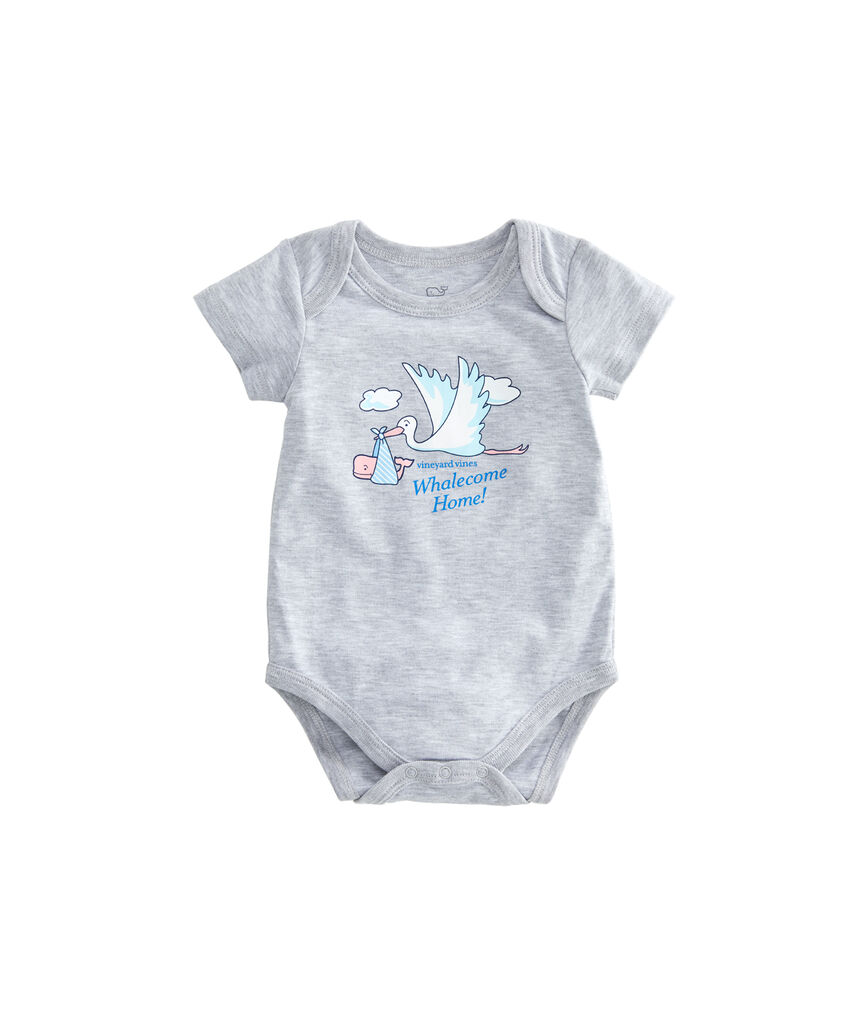Short-Sleeve Stork Baby Bodysuit