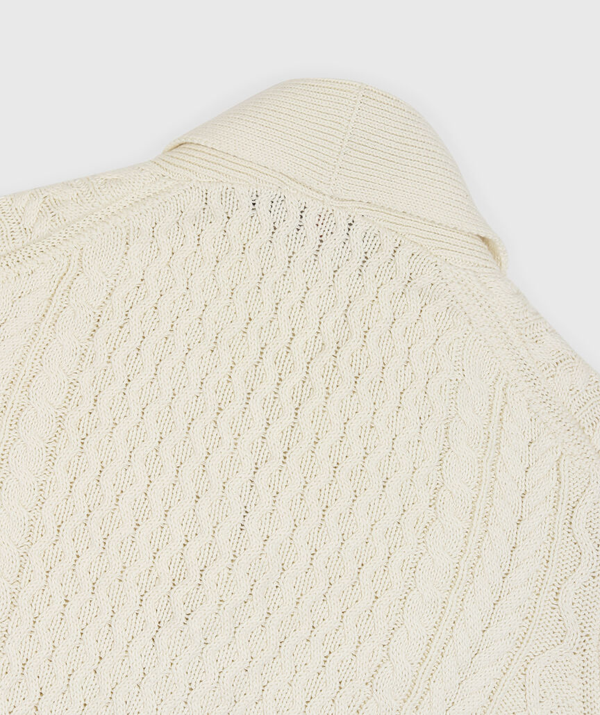 OUTLET Cable-Knit Shawl Collar Cardigan
