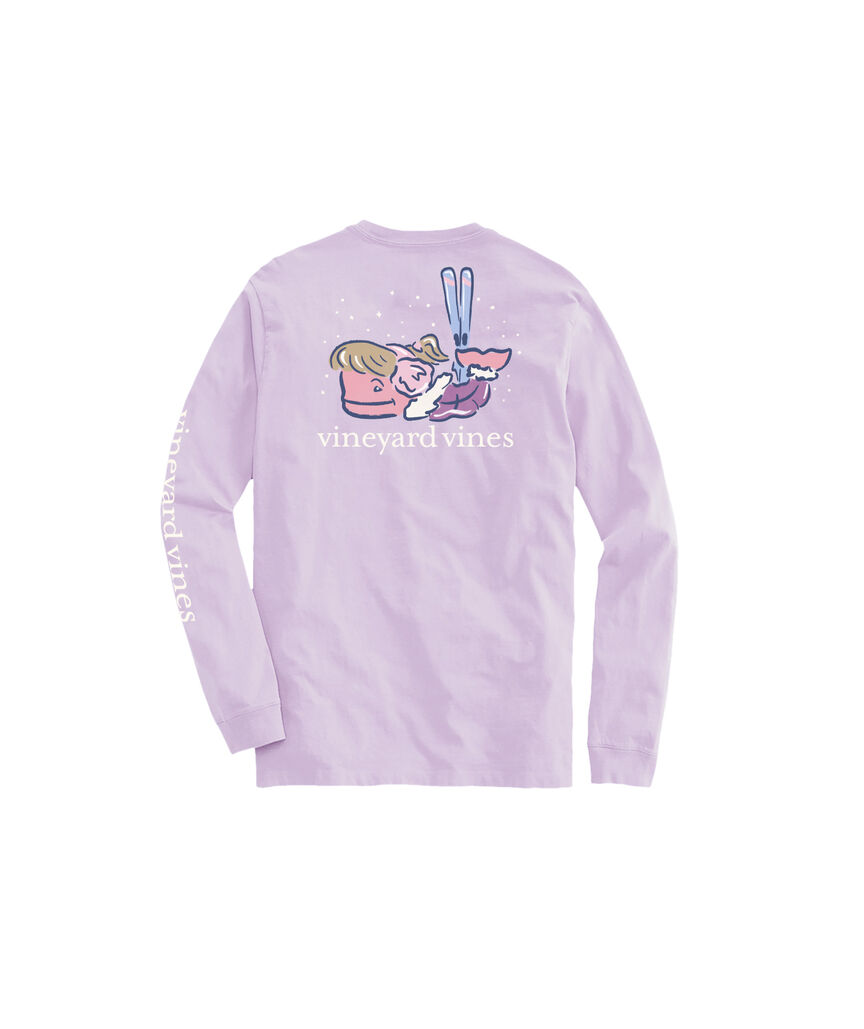 OUTLET Watercolor Ski Whale Long-Sleeve Pocket Tee