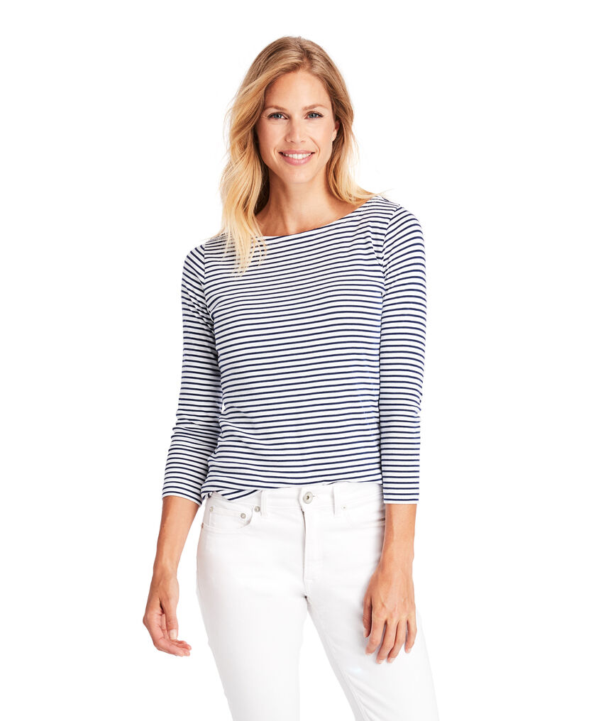 Striped Boatneck Simple Tee
