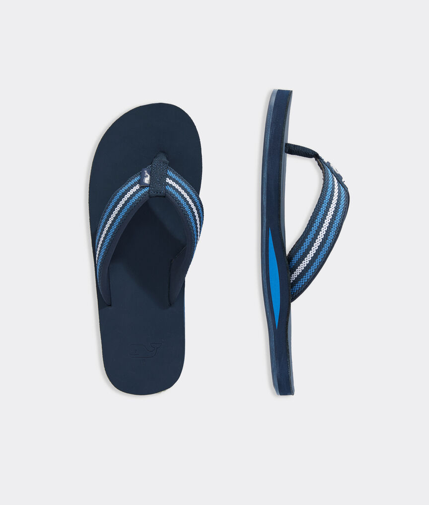 Multi Stripe Leather Flip Flops