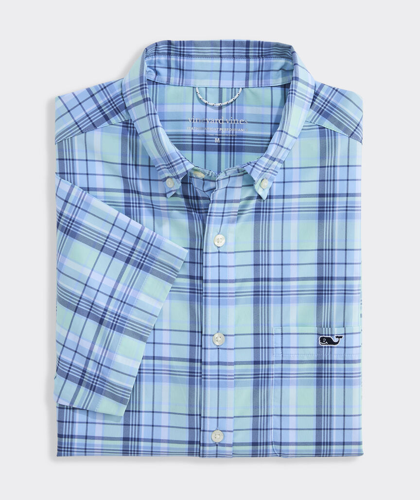 Performance Conch Shell Plaid Short-Sleeve Featherweight Shirt