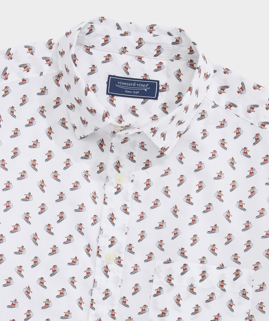 Surfin' Santa Cotton Madras Short-Sleeve Shirt